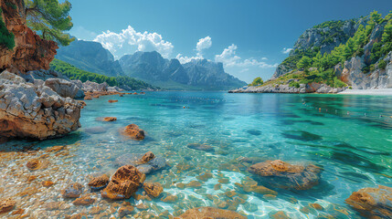 Fototapeta premium lake and blue sky