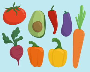 Vegetables Vector Cute Playful Illustrations Set