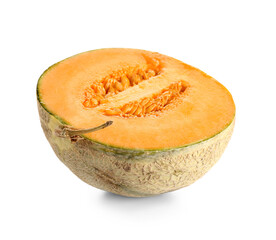Half of sweet melon on white background
