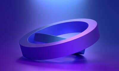 Abstract blue and purple rings, 3d render