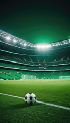The vibrant green of a soccer pitch pops under powerful stadium lights, awaiting the roar of the crowd