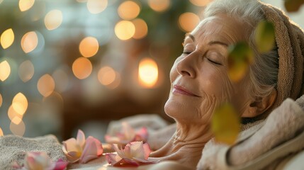 Fototapeta premium Relaxing Spa Beauty Treatment for Senior Woman