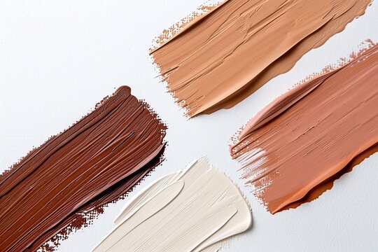 Neutral paint samples in various shades of brown and beige on white background