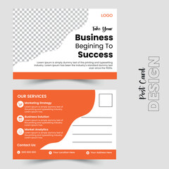 Creative, Modern, Unique, Clean, and Professional Corporate Company Business Post Card Template Design.	