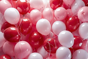 Red and white balloons background. 3d render