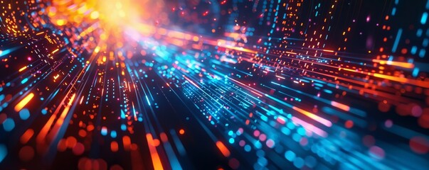 Dynamic video game background with glowing neon lighting