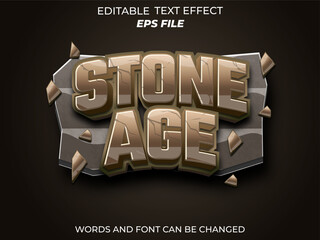 stone age text effect, font editable, typography, 3d text for games. vector template