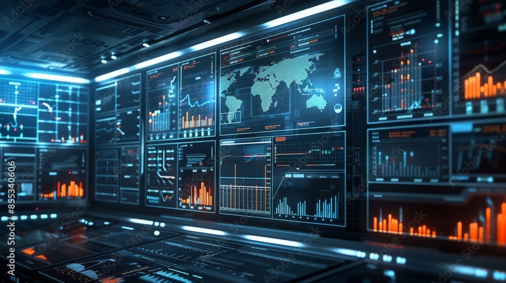 Poster advanced data center with huge led screens