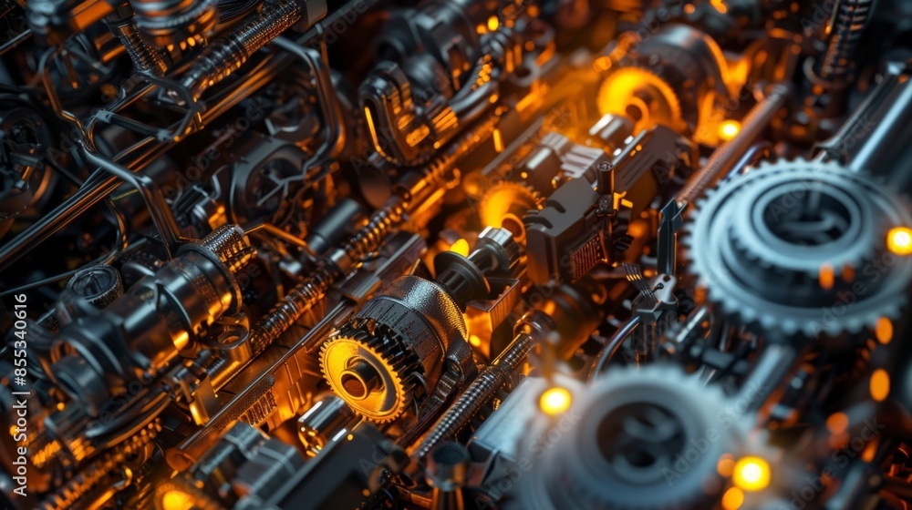 Poster advanced technology: mechanized gears and electrical components