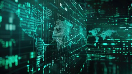 Obraz premium Digital Interface, Cyber Security, Network Graphics, Data Analysis, Information Technology