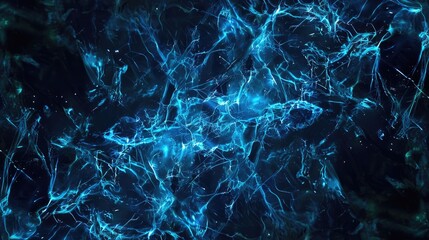 Abstract network of glowing blue lines and dots on dark background