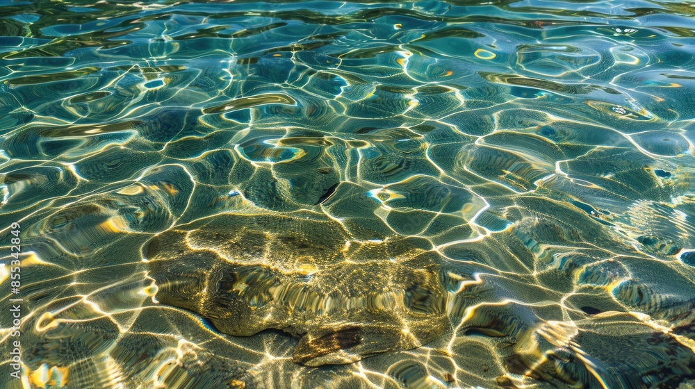 Poster sunlight reflections creating patterns on clear water