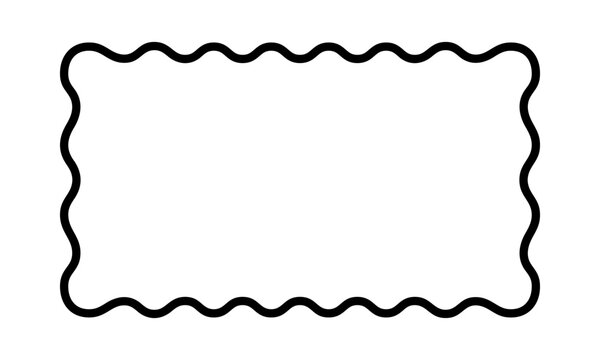 recommend clip art: Rectangle frame with wiggly edges. Rectangular shape with scallop borders. Picture or mirror framework, empty text box or banner on white background. Vector outline illustration.