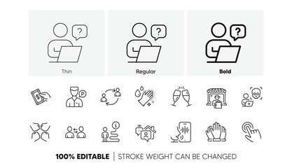 Cursor, Squad and Pay money line icons. Pack of User communication, Support, Cyber attack icon. Communication, Voicemail, Champagne glasses pictogram. Valet servant, Delivery market, Work home. Vector