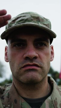 American Soldier At The Cemetery To Commemorate The War Dead During Memorial Day