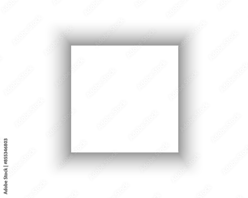 Fototapete Shadow effect of square packing box or picture. Soft blurry rectangular shape. Squared shade on floor or wall isolated on white background. Vector realistic illustration.