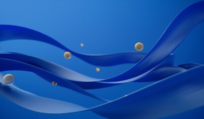 Vivid Underwater Scene with Flowers and Bubbles on a Blue Background
