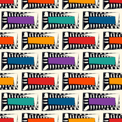 Brick wall motif handdrawn classic geometric print. Paint brush strokes seamless pattern. Freehand grunge design background. Modern urban ornament. Artistic hand drawn abstract vector wallpaper