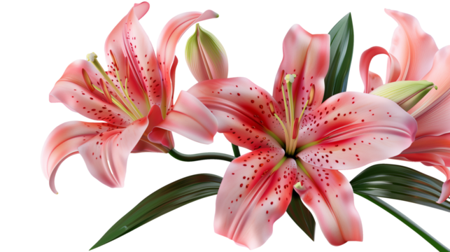 Pink Lily Blooms in Hyperrealistic Detail