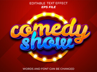 comedy show text effect, font editable, typography, 3d text. vector template