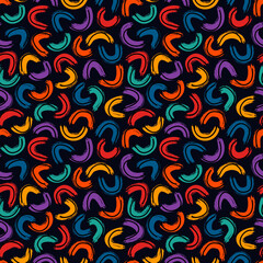 Brushstrokes motif geometric print. Paint brush curve smears seamless pattern. Freehand grunge design background. Trendy handdrawn modern simple geo ornament. Artistic hand drawn abstract wallpaper