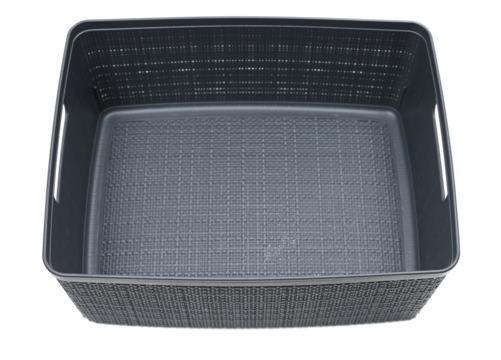 Plastic storage basket isolated white, side, view, clipping	