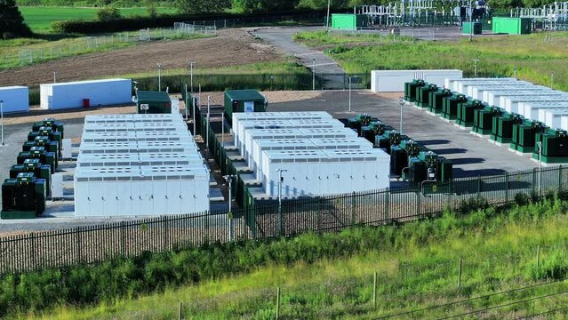 Lithium Battery Mega Packs for Power Grid Stability Aerial View