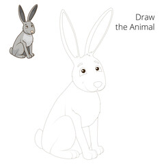 Draw the forest animal hare cartoon for children PNG illustration