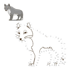 Connect the dots to draw the animal educational game for children wolf PNG illustration