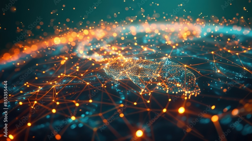 Poster technology and connectivity: digital transformation, network infrastructure, cloud computing visual 