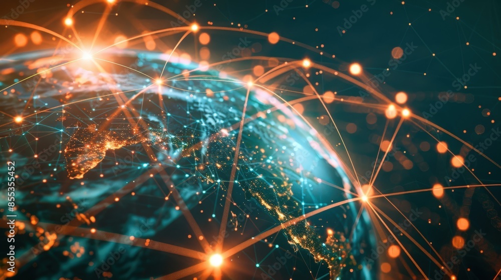 Poster high-tech data center, digital transformation, cybersecurity, cloud computing