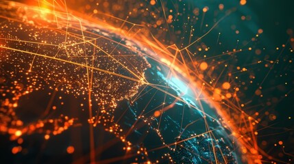 Obraz premium Digital Network, Global Connectivity, Information Technology, Internet of Things