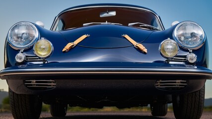 Hood of a blue car
