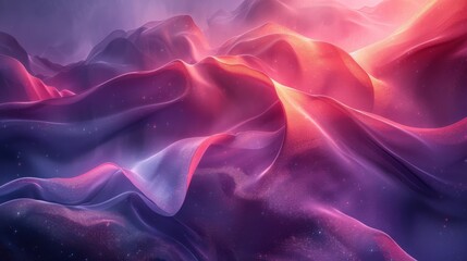 Obraz premium Abstract digital art with vibrant flowing waves in pink and purple hues, futuristic and ethereal concept