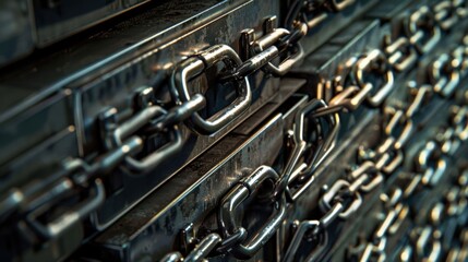 Naklejka premium High-Security Lock Mechanism with Keys and Chains