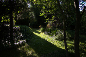 Privater Garten an einem sonnigen Tag