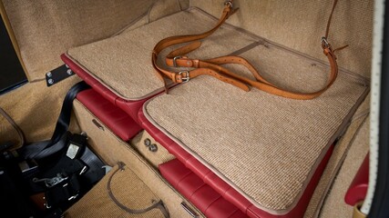 Luggage straps in a car