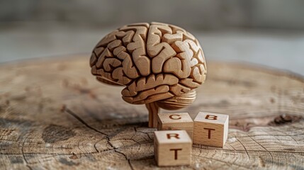 Creative Puzzle Brain Design: Unique Wooden Brain Teaser on Table