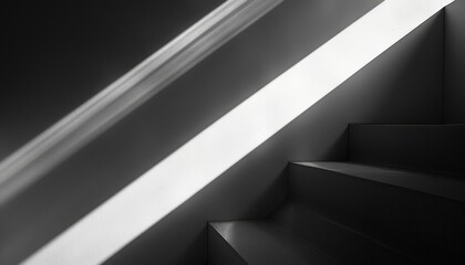 Black and White Architectural Stairway with Natural Light Illusion