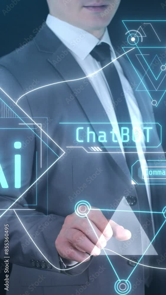 Poster launching the work of artificial intelligence through a virtual panel.