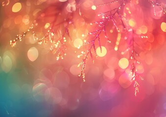 Colorful Blurry Tree Branch with Circular Lights