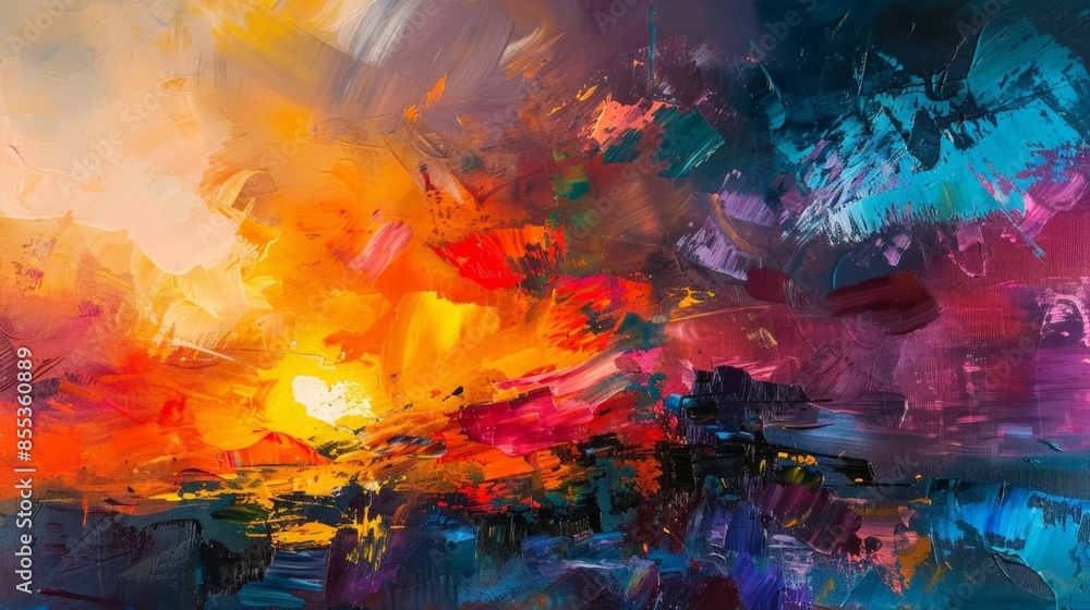 Poster Vivid Abstract Landscape Art Print