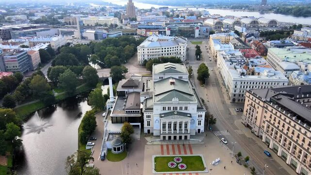 Top view of the old town of Riga with beautiful colorful buildings in Riga city, Latvia.