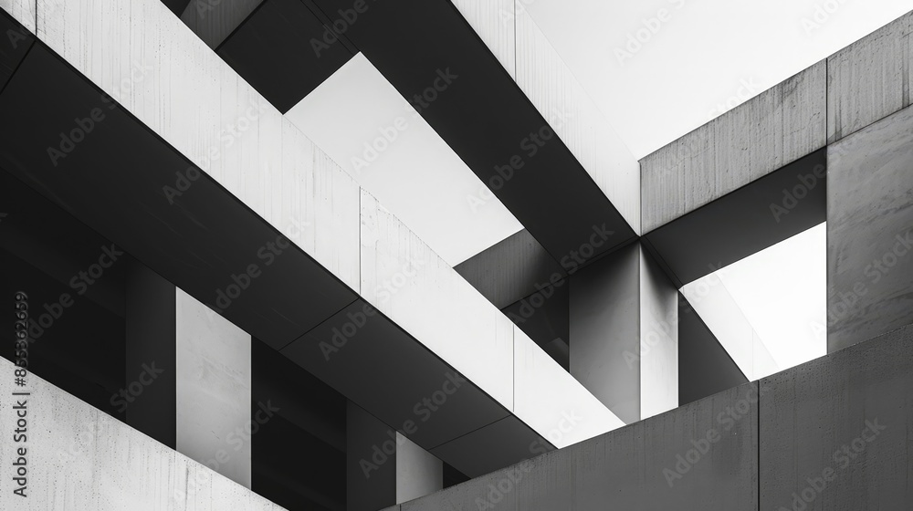 Poster modern architecture: abstract artistic concrete block structure.