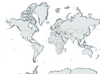 Mapa mundial sobre fondo blanco