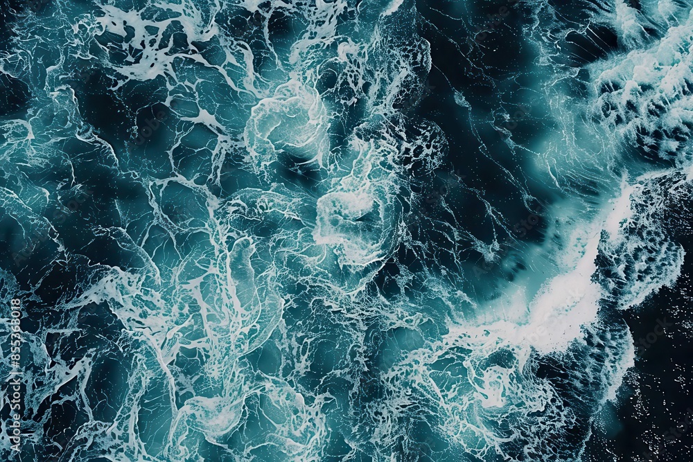 Wall mural mesmerizing aerial view of foaming blue ocean waves crashing in rhythmic beauty ethereal wallpaper b - Wall murals