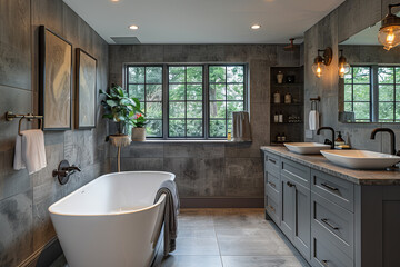 Modern Grey Tiled Bathroom