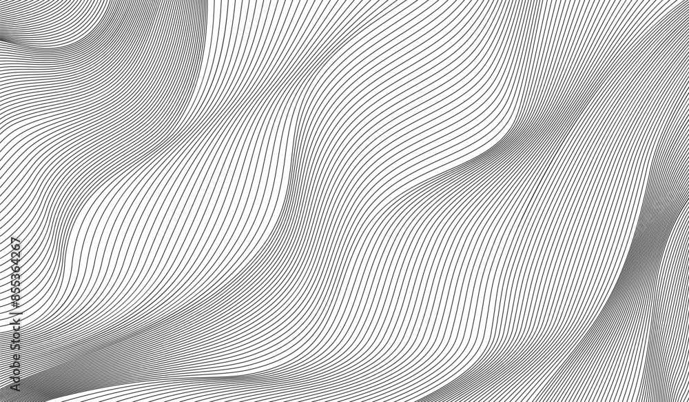 Poster Abstract Background with Lines and Waves. Vector Black, White and Gray Pattern. Tech Graphic Design with Stripes