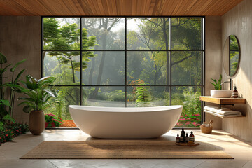 Fototapeta premium Bathroom with Large Window