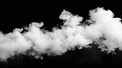 A large, white smoke cloud is isolated on a black background